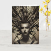 Vrouw Onder Water Dystopian Abstracte AI Kunst Kaart (Gele Bloem)