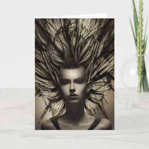 Vrouw Onder Water Dystopian Abstracte AI Kunst Kaart