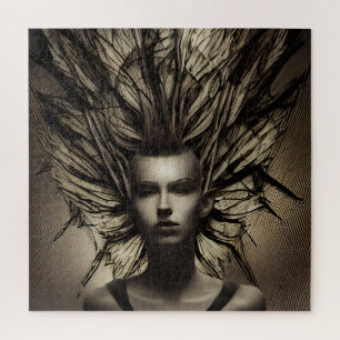 Vrouw Onder Water Dystopian Abstracte AI Kunst Legpuzzel