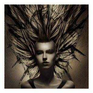 Vrouw Onder Water Dystopian Abstracte AI Kunst Perfect Poster