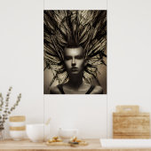 Vrouw Onder Water Dystopian Abstracte AI Kunst Poster (Keuken)