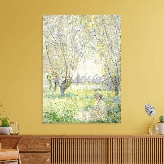 Vrouw onder Wilgen, Monet 1880 Canvas Afdruk (Insitu (Woonkamer))