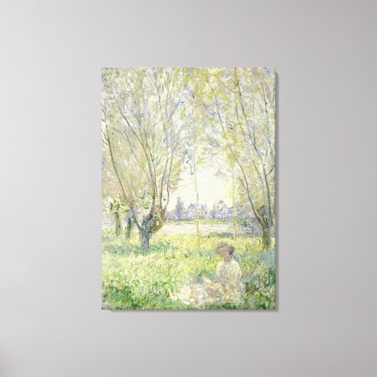 Vrouw onder Wilgen, Monet 1880 Canvas Afdruk (Voorkant)