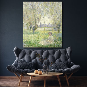 Vrouw onder Wilgen, Monet 1880 Canvas Afdruk