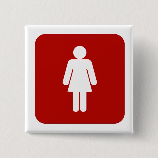 Vrouw ondertekenen vierkante button 5,1 cm (Voorkant)