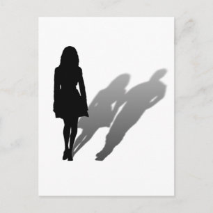 Vrouw Ontbrekend Man Silhouette Briefkaart