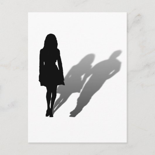 Vrouw Ontbrekend Man Silhouette Briefkaart (Voorkant)