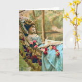 Vrouw Ontspannen  Foto Kaart (Gele Bloem)