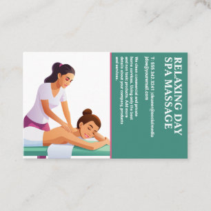 Vrouw ontvangt ontspannende rugmassage visitekaartje