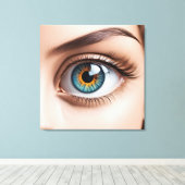 Vrouw oogmacro canvas afdruk (Insitu (Houten vloer))