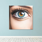 Vrouw oogmacro canvas afdruk (Insitu (Houten vloer))