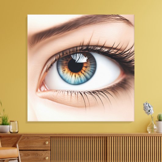 Vrouw oogmacro canvas afdruk (Insitu (Woonkamer))