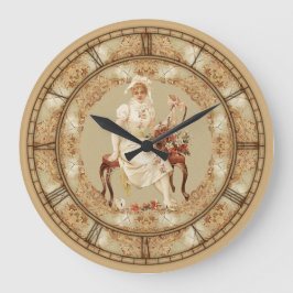  vrouw op bank grote klok