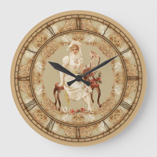  vrouw op bank grote klok (Voorkant)