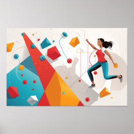Vrouw op bouldering achtergrond poster