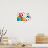 Vrouw op bouldering achtergrond poster (Keuken)