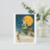 Vrouw op Broomstick All Halloween Briefkaart (Staand voorkant)