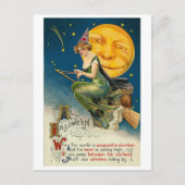 Vrouw op Broomstick All Halloween Briefkaart (Voorkant)