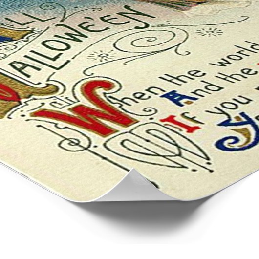 Vrouw op Broomstick All Halloween Poster (Hoek)