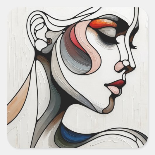 Vrouw op canvas – Abstract Expressionisme Concept Vierkante Sticker (Voorkant)