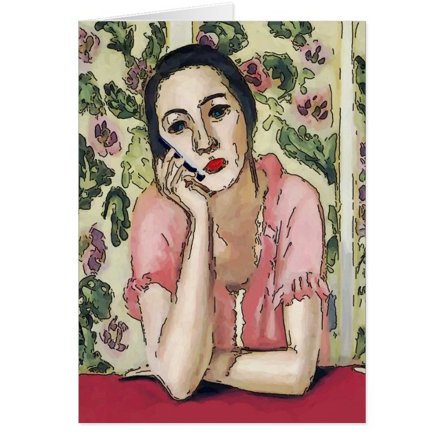 Vrouw op de Abstracte Matisse Style van de Telefoo (Voorkant)
