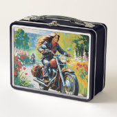 Vrouw op de motor in het land (Voorkant)