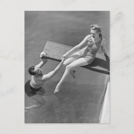 Vrouw op Duikplank Briefkaart (Voorkant)
