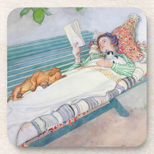 Vrouw op een bank, 1913 (m/vc op papier) drankjes onderzetter (Voorkant)