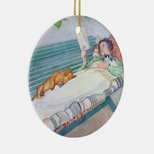 Vrouw op een bank, 1913 (m/vc op papier) keramisch ornament (Rechts)