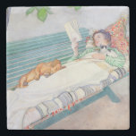 Vrouw op een bank, 1913 (m/vc op papier) stenen onderzetter<br><div class="desc">Collectie afbeelding nummer:  XIR180155 Vrouw op een bank,  1913 (w/c op papier). Larsson,  Carl (1853-1919),  waterverf op papier. Louvre,  Parijs,  France Giraudon.  1913</div>