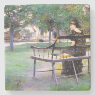 Vrouw op een bank (door Edwin Austin Abbey) Stenen Onderzetter