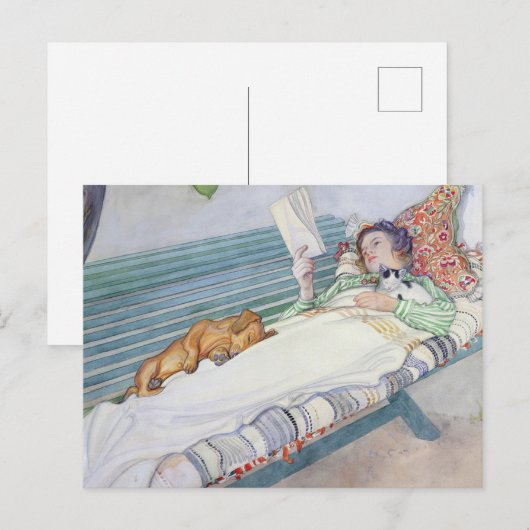 Vrouw op een bank van 1913 door Carl Larsson Briefkaart (Voorkant / Achterkant)
