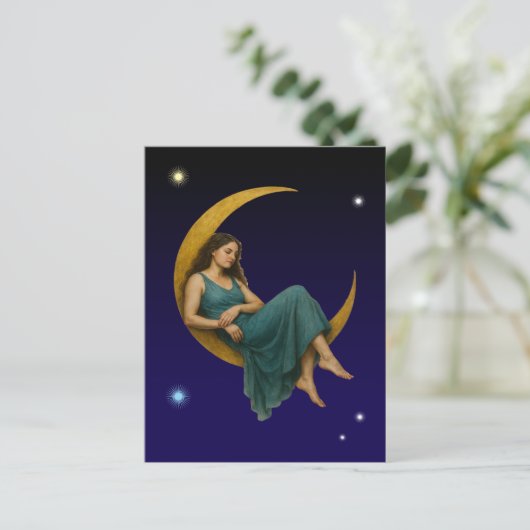 Vrouw op een maansikkel briefkaart (Staand voorkant)