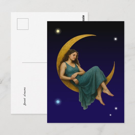 Vrouw op een maansikkel briefkaart (Voorkant / Achterkant)