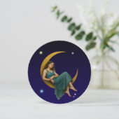 Vrouw op een maansikkel feestdagenkaart (Staand voorkant)