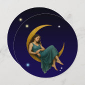 Vrouw op een maansikkel feestdagenkaart (Voorkant / Achterkant)