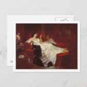 Vrouw op een rode sofa briefkaart (Voorkant / Achterkant)