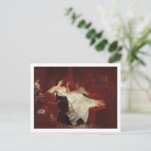 Vrouw op een rode sofa briefkaart (Staand voorkant)