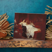 Vrouw op een rode sofa fotoplaat (Zijkant)