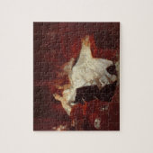 Vrouw op een rode sofa legpuzzel (Verticaal)