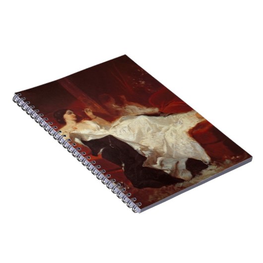 Vrouw op een rode sofa notitieboek (Rechterzijde)