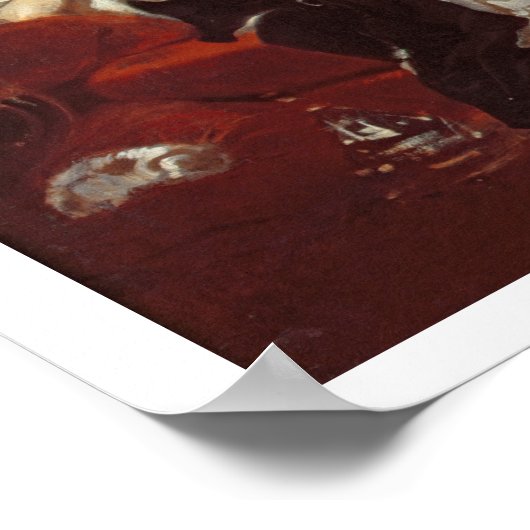 Vrouw op een rode sofa poster (Hoek)