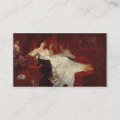 Vrouw op een rode sofa visitekaartje (Achterkant)