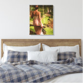 Vrouw op een schommel met bloemen canvas afdruk (Insitu (Slaapkamer))