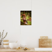 Vrouw op een schommel met bloemen poster (Keuken)