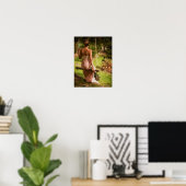 Vrouw op een schommel met bloemen poster (Thuiskantoor)