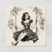 Vrouw op een schommel Swinger Calling Card Vierkante Visitekaartje (Achterkant)
