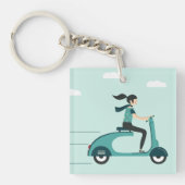 Vrouw op een scooter sleutelhanger (Voorkant)