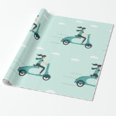 Vrouw op een scooterwrapppapier cadeaupapier (Uitgerold)