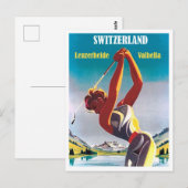 Vrouw op golf in Zwitserland, Lenzerheide, Valbell Briefkaart (Voorkant / Achterkant)